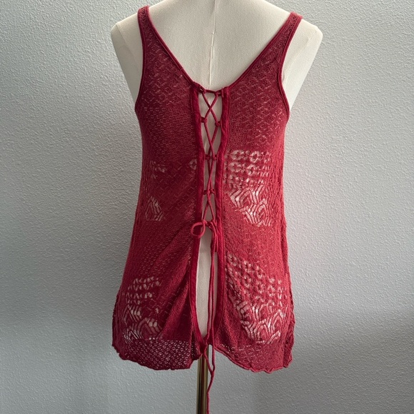 Free People Crochet Back Tie Sleeveless Top Size XS - Picture 5 of 8